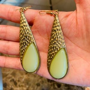 Vintage gold green jade earrings